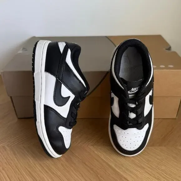 Nike Dunk Low Panda Black/White Toddler Sneakers - SZ 10 C - Picture 10 of 12